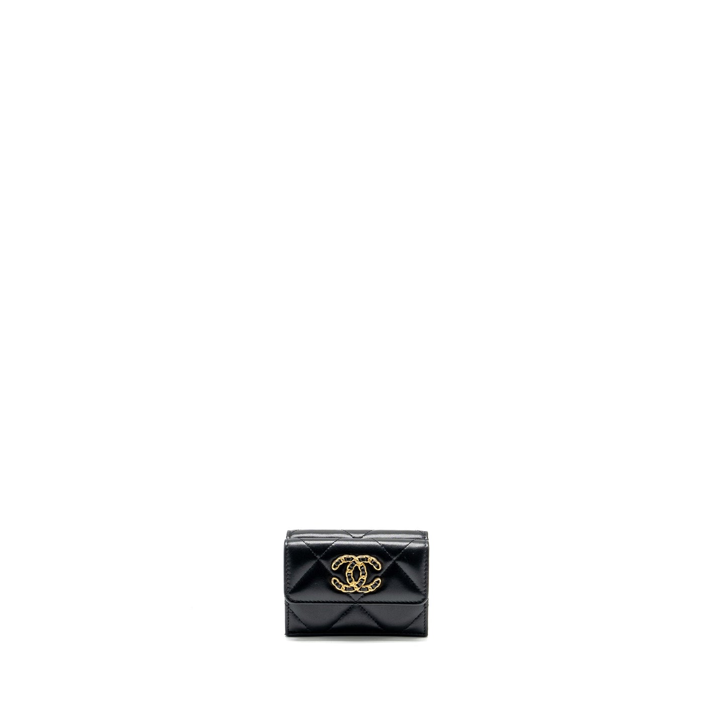 Chanel 19 compact wallet lambskin black  (microchip)