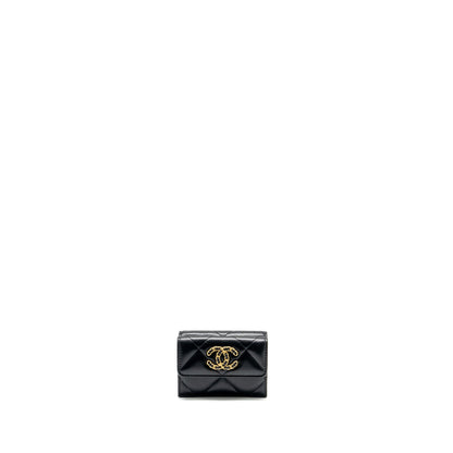 Chanel 19 compact wallet lambskin black  (microchip)