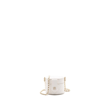 Chanel mini vanity with chain lambskin white L