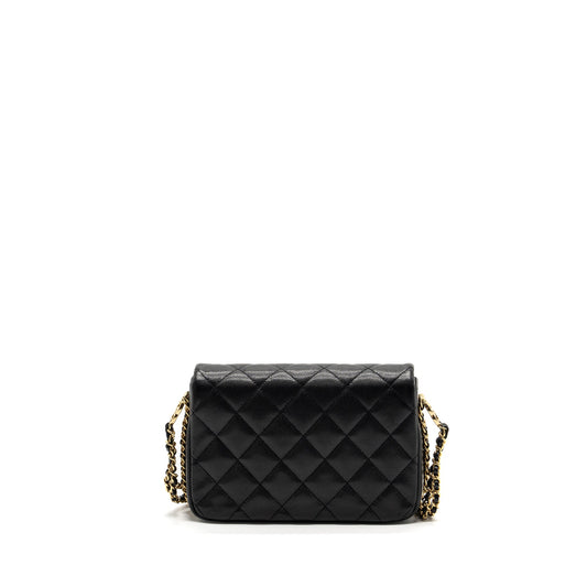 Chanel Quilted Flap Bag with Double and CC Logo Chain Caviar Black  (Microchip)