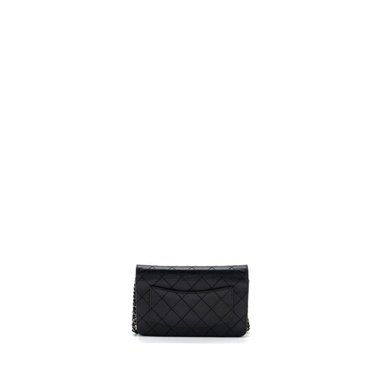 Chanel 2.55 Wallet On Chain Aged Calfskin Black Ruthenium