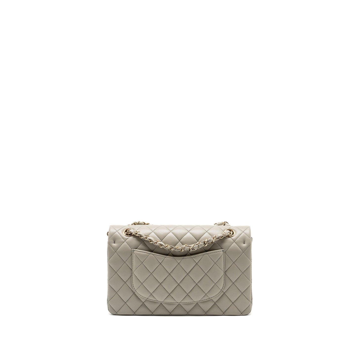 Chanel Medium Classic double flap bag lambskin light grey L (Microchip)