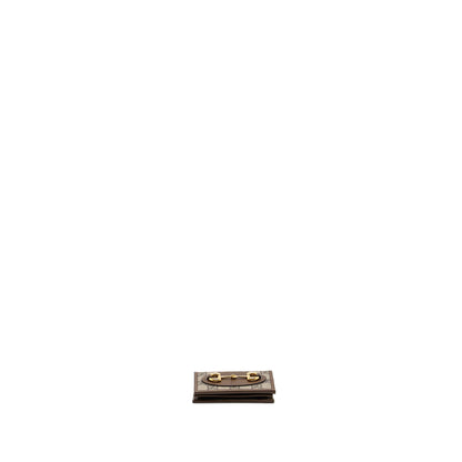 Gucci Horsebit 1955 Card Case Wallet GG Supreme Canvas/ Calfskin Brown