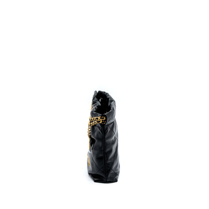 Chanel 23s Mini 22 Bag Shiny Calfskin Black Brushed  (Microchip)