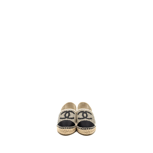 Chanel Size 36 21P Espadrilles Mesh/Grosgrain Beige/black