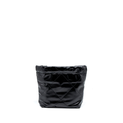 Chanel 23s Mini 22 Bag Shiny Calfskin Black Brushed  (Microchip)