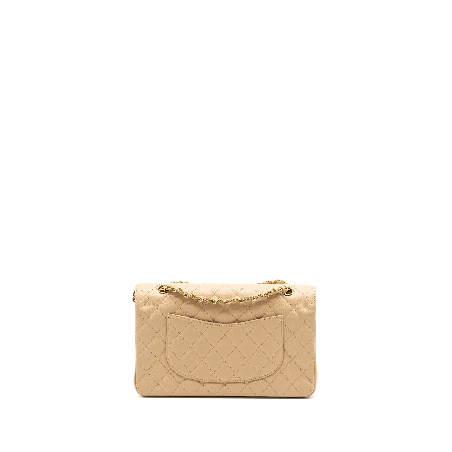 Chanel medium classic double flap bag caviar beige