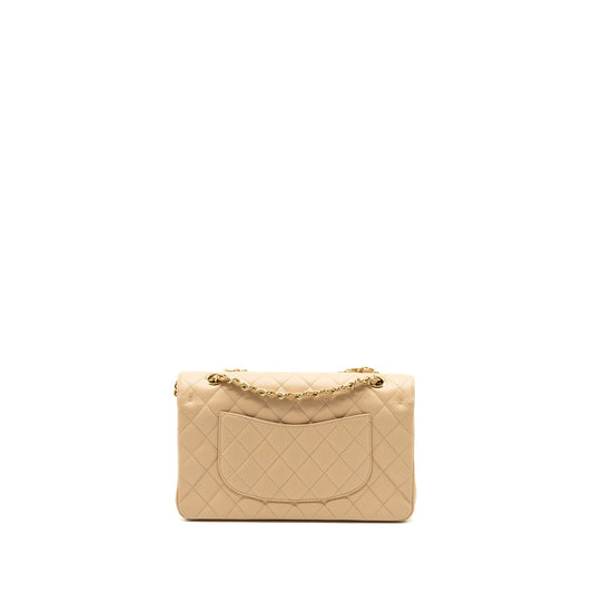Chanel medium classic double flap bag caviar beige