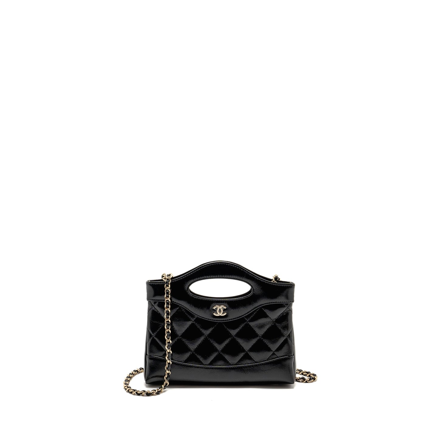 Chanel Mini 31 Clutch with Chain Shiny Calfskin Black L (Microchip)