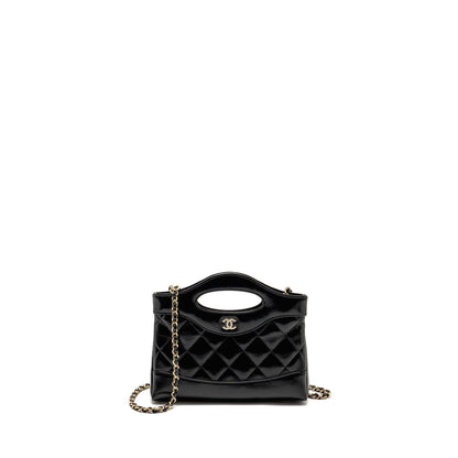 Chanel Mini 31 Clutch with Chain Shiny Calfskin Black L (Microchip)