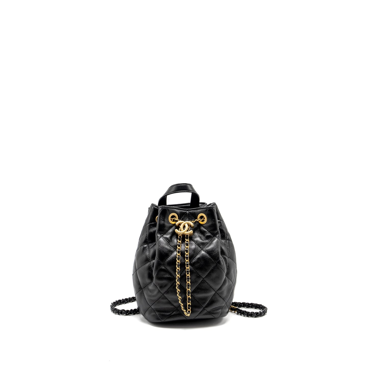 Chanel 22S Candy Chains Mini Bucket Backpack Lambskin Black  (Microchip)