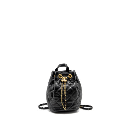 Chanel 22S Candy Chains Mini Bucket Backpack Lambskin Black  (Microchip)