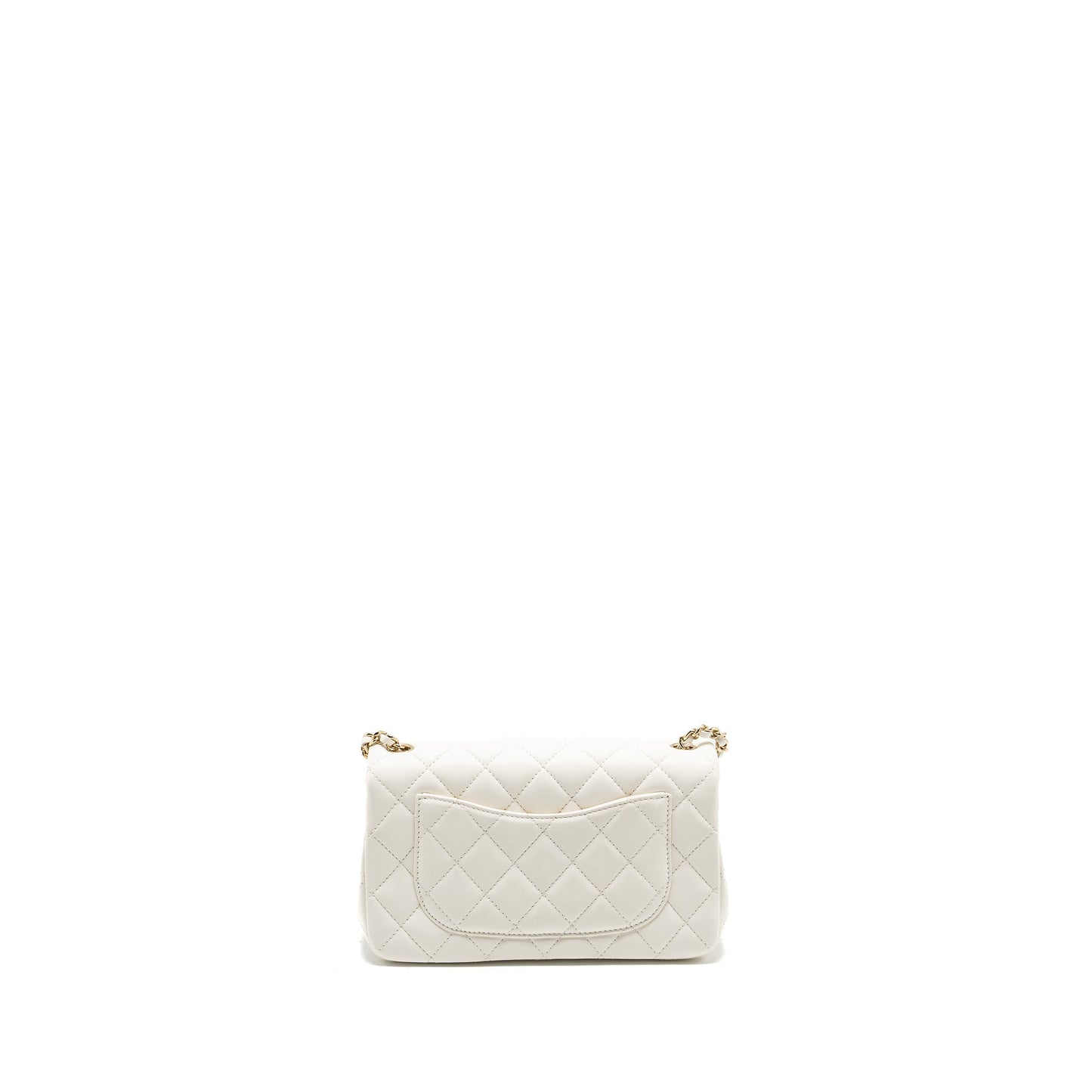 Chanel 23C pearl crush mini rectangular flap bag lambskin white L (microchip)