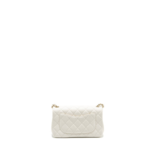 Chanel 23C pearl crush mini rectangular flap bag lambskin white L (microchip)