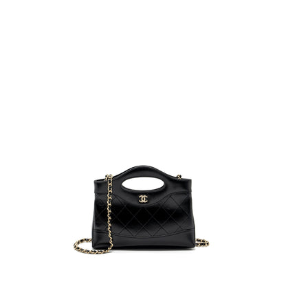 Chanel 24C mini 31 clutch with chain shiny calfskin black L (microchip)