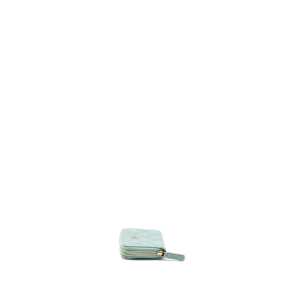 Chanel Zip Card Holder Caviar Light Green L