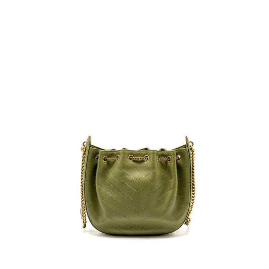Chanel Drawstring Bucket Bag Grained Calfskin Olive Green