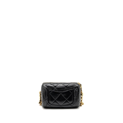 Chanel 22a Detail Chain Bowling Bag Lambskin Black  (microchip)