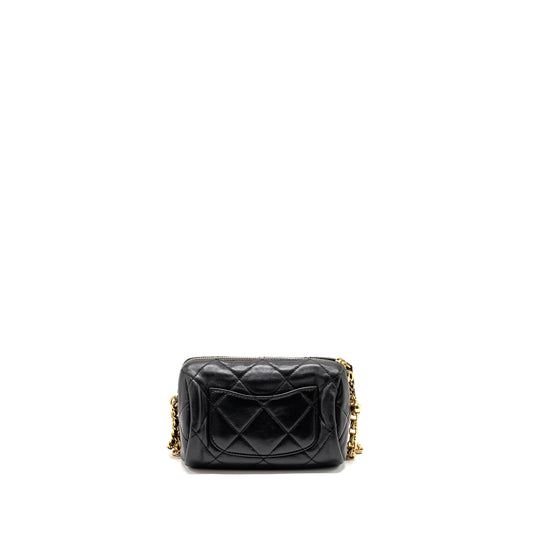 Chanel 22a Detail Chain Bowling Bag Lambskin Black  (microchip)
