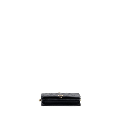 Chanel Boy Wallet On Chain Caviar Black L (microchip)