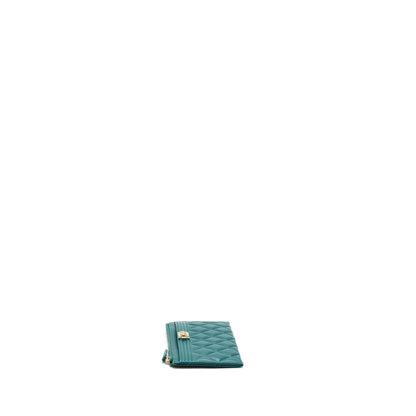 Chanel boy zip pouch lambskin green L