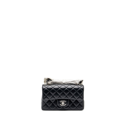 Chanel mini rectangular flap bag lambskin black  (microchip)