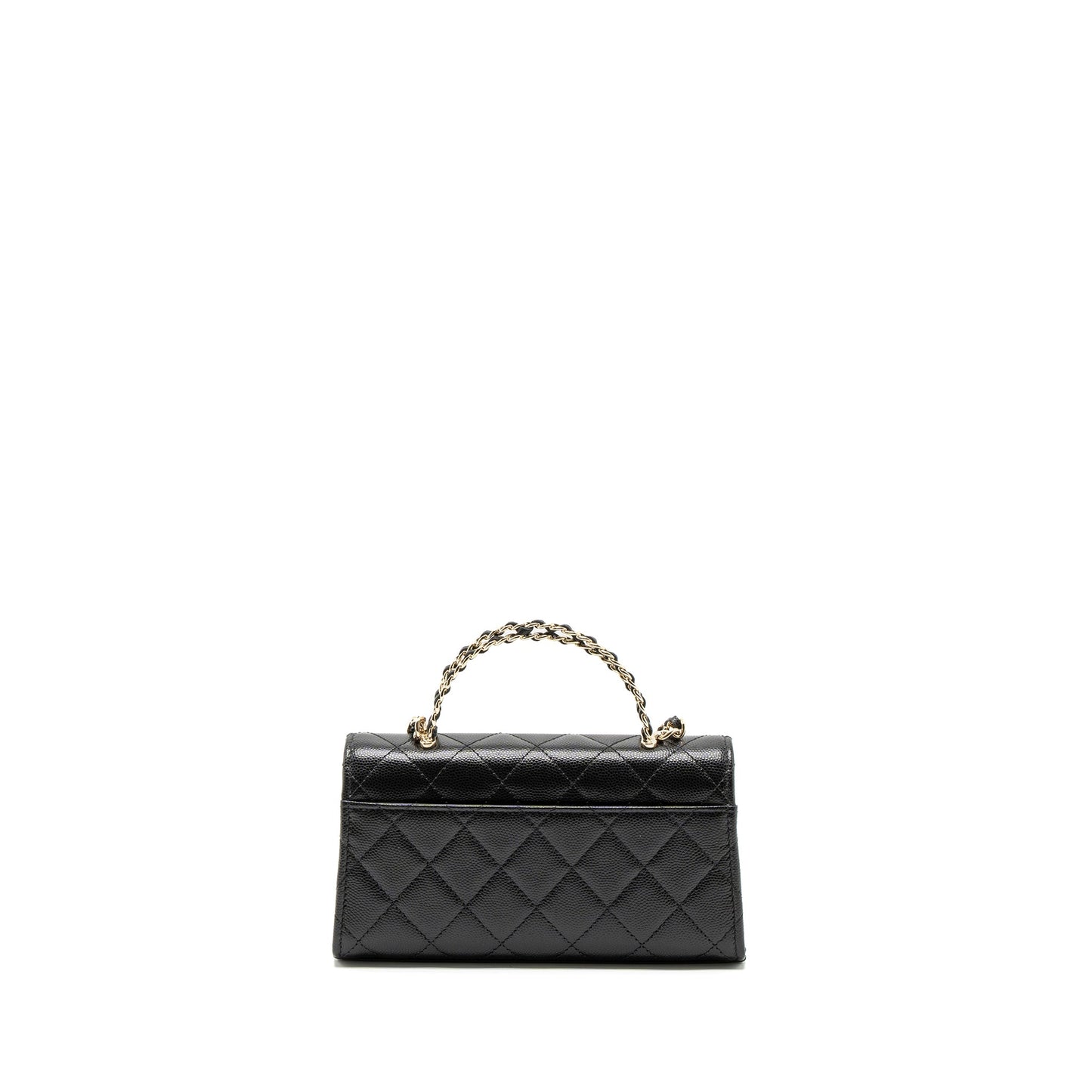 Chanel 23P Top Handle Mini Flap Bag Caviar Black L (Mcrochip)
