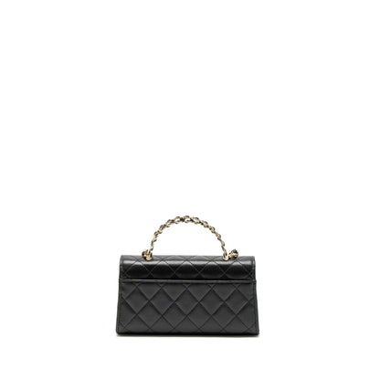 Chanel 23P Top Handle Mini Flap Bag Caviar Black L (Mcrochip)
