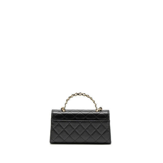 Chanel 23P Top Handle Mini Flap Bag Caviar Black L (Mcrochip)