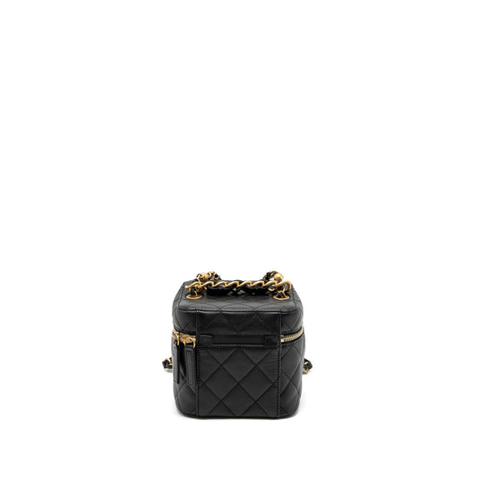 Chanel Top Handle Vanity Crossbody Bag Calfskin Black Brushed  (Microchip)