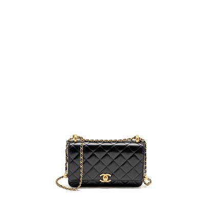 Chanel 24c Gold Crush Wallet On Chain Calfskin Black (microchip)
