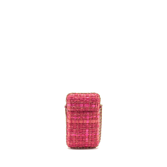 Chanel Vertical Phone Case tweed pink