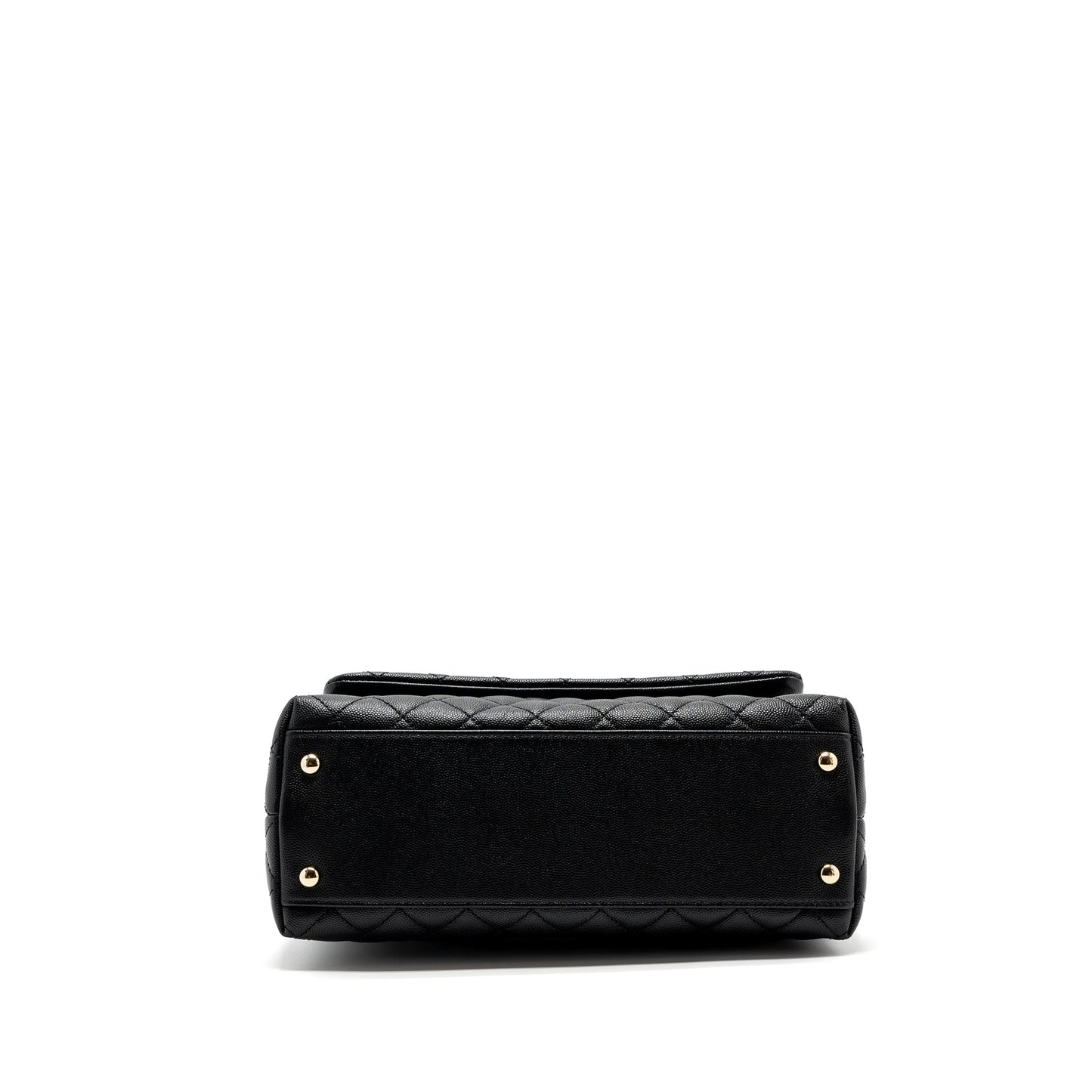 Chanel Medium Coco Handle Flap Bag Lizard Embossed Handle Caviar Black L