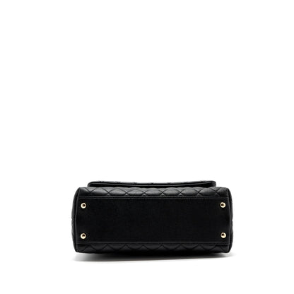 Chanel Medium Coco Handle Flap Bag Lizard Embossed Handle Caviar Black L