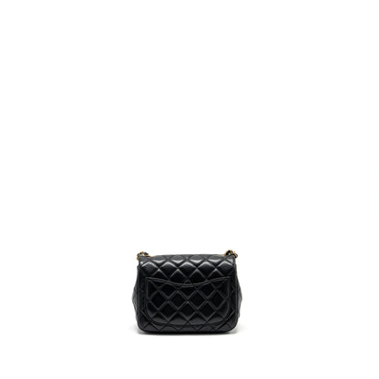 Chanel Pearl Crush Mini Square Flap Bag Lambskin BLACK  (Microchip)