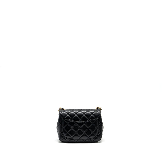 Chanel Pearl Crush Mini Square Flap Bag Lambskin BLACK  (Microchip)