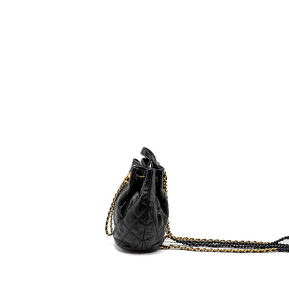 Chanel 22S Candy Chains Mini Bucket Backpack Lambskin Black  (Microchip)