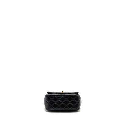 Chanel Pearl Crush Mini Square Flap Bag Lambskin BLACK  (Microchip)
