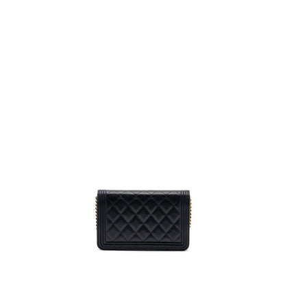 Chanel Boy Wallet On Chain Caviar Black L (microchip)