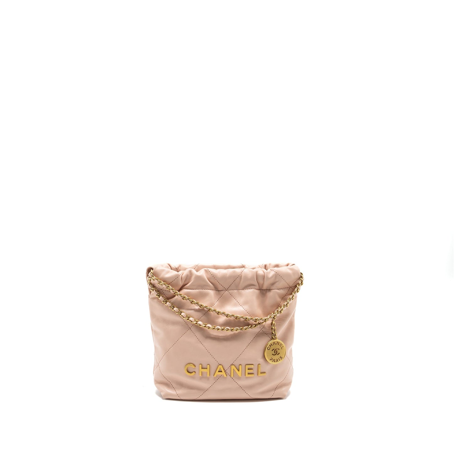 Chanel Mini 22 Bag Shiny Calfskin Pink  (microchip)