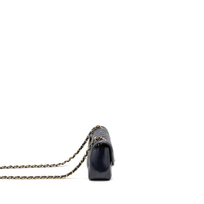 Chanel Mini Rectangular Flap Bag Chevron Lambskin Navy L
