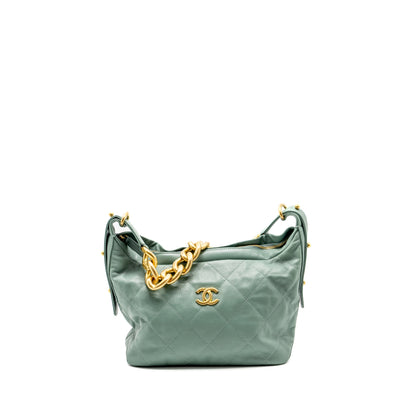 Chanel 22C Hobo bag with Giant Chain calfskin Green  (microchip)