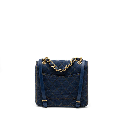 Chanel 23S Flap Backpack Denim Blue Brushed  (Microchip)