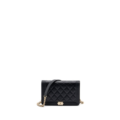 Chanel Boy Wallet On Chain Caviar Black L (microchip)