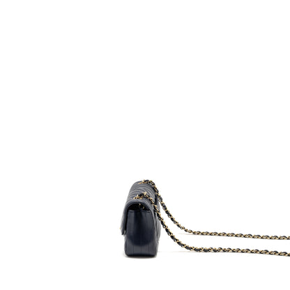 Chanel Mini Rectangular Flap Bag Chevron Lambskin Navy L