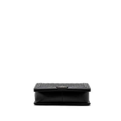 Chanel New Medium Boy Bag Lambskin Black Ruthenium Hardware