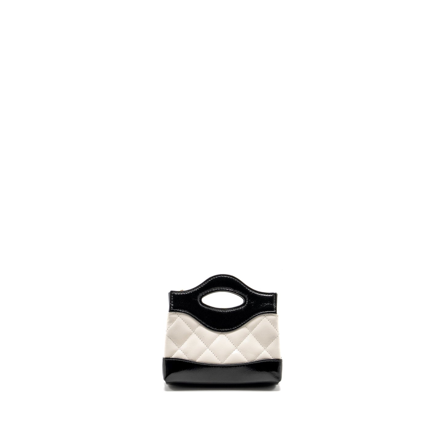 Chanel 31 Nano Clutch with Chain Shiny Lambskin White/Black L (Microchip)
