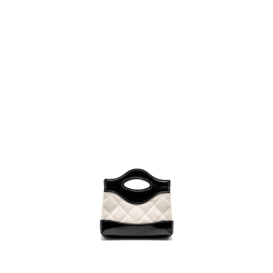 Chanel 31 Nano Clutch with Chain Shiny Lambskin White/Black L (Microchip)
