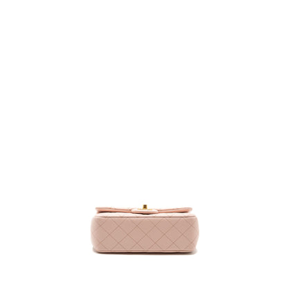 Chanel 23K pearl crush mini rectangular flap bag lambskin light pink  (Microchip)