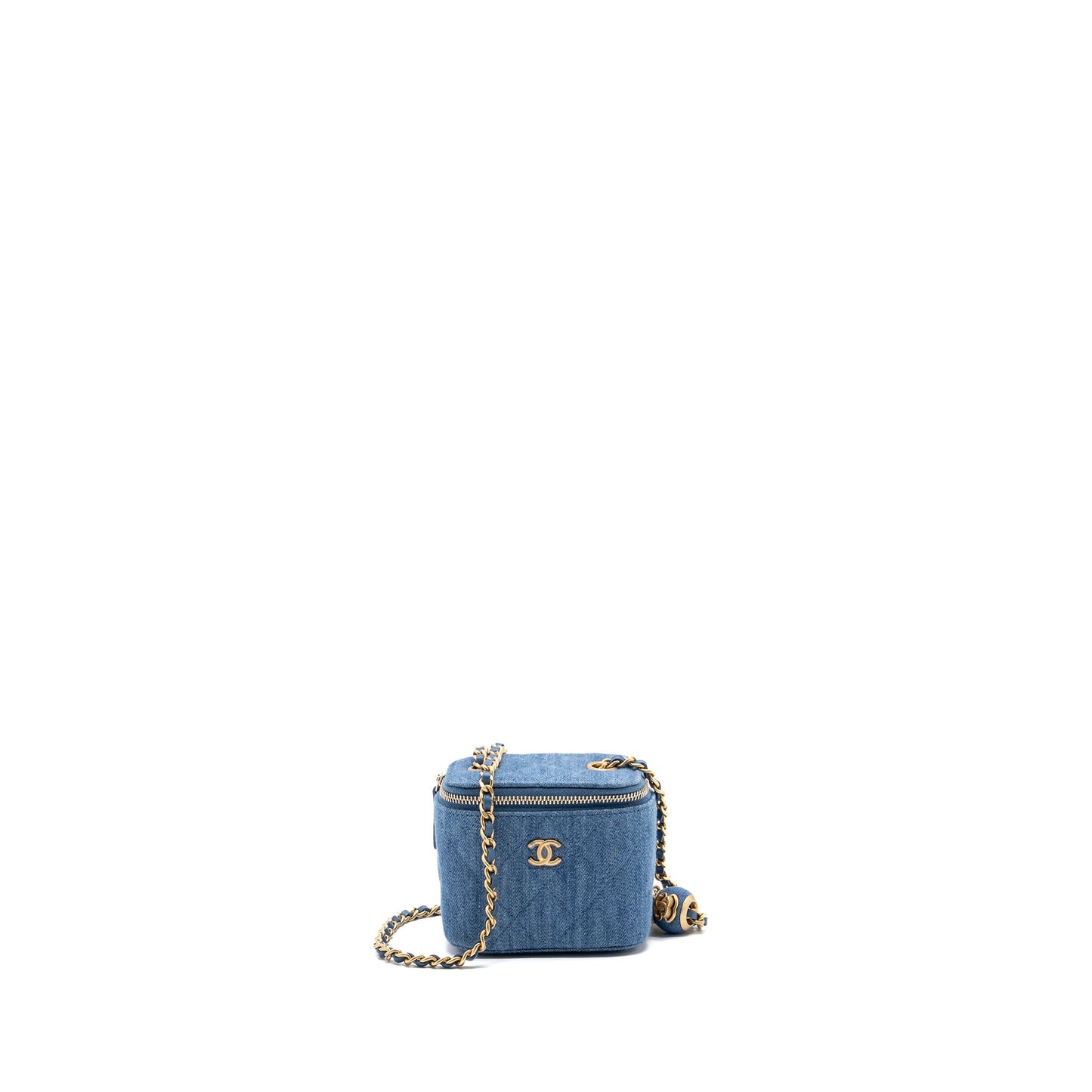 Chanel pearl crush mini vanity with chain Denim Blue